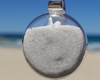 Colgante de playa de Whitehaven, colgante de arena grande, joyería costera, plata 925