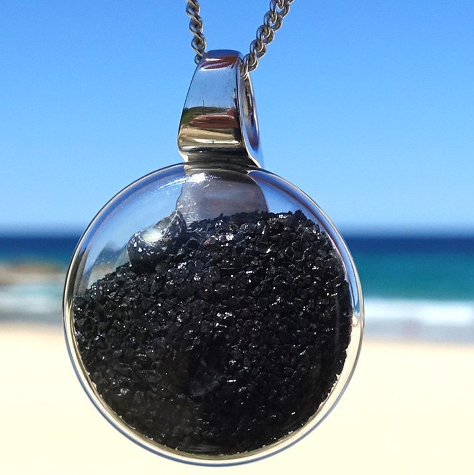 Beach Sand Necklace, Womens Beach Pendant, Sand Ocean Jewelry, Chic ...