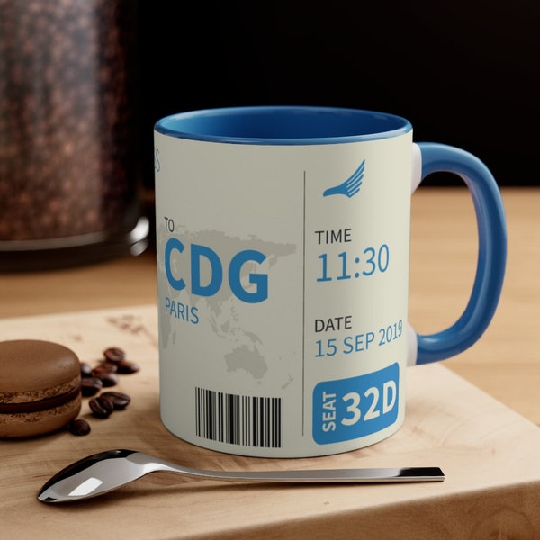 Personalisierte Bordkarte Becher Reise Wanderlust Urlaub Tasse Benutzerdefinierte Name Ort Flugzeug weiße Keramikbecher Souvenir Reisende Geschenk