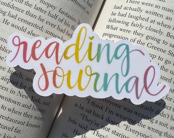 Reading Journal Sticker, Bookish Sticker, Hand Lettered Rainbow Script Sticker, Glitter Sticker, Laptop Sticker, Waterproof Sticker