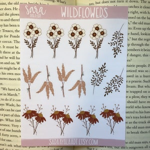 Wildflowers Sticker Sheet, Journaling Stickers, Planner Stickers, Bullet Journal Stickers, Bujo Stickers, Scrapbook Stickers