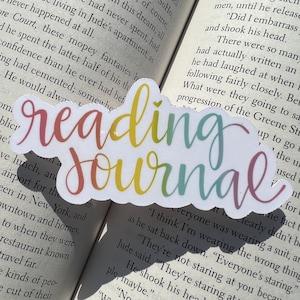 Reading Journal Sticker, Bookish Sticker, Hand Lettered Rainbow Script Sticker, Glitter Sticker, Laptop Sticker, Waterproof Sticker