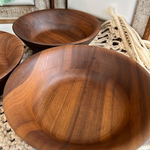 Vintage Salad Bowl Set/Turned Wood Set of 4 Salad Bowls/Boho Modern/Farmhouse/MCM/Rustic Table Decor