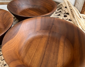 Vintage Salad Bowl Set/Turned Wood Set of 4 Salad Bowls/Boho Modern/Farmhouse/MCM/Rustic Table Decor