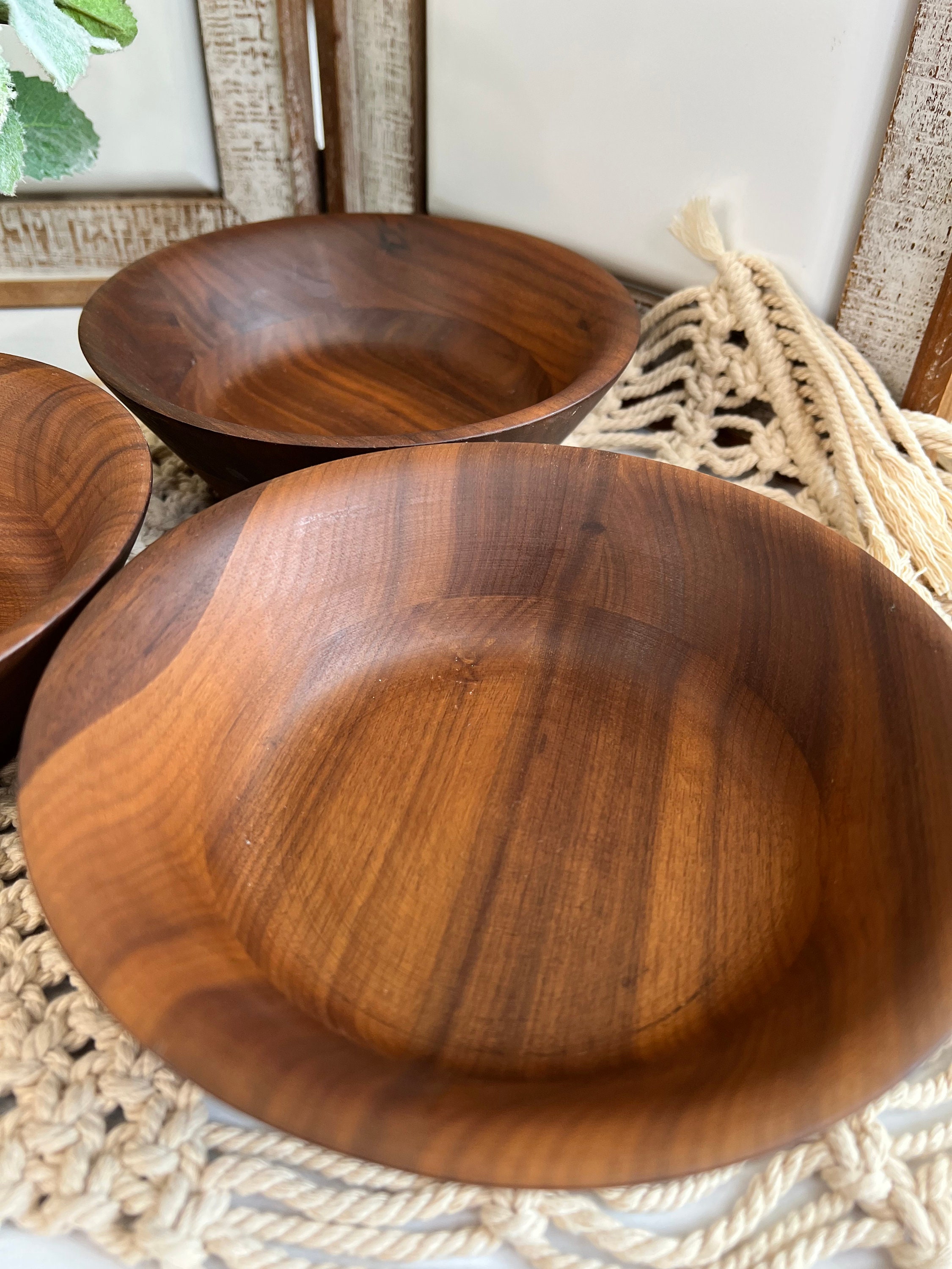Vintage Salad Bowl Set/turned Wood Set of 4 Salad Bowls/boho Etsy