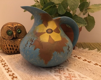 Vintage Brentleighs Ware Samara 1940s Art Deco Pottery Jug/Pitcher/Mottled Blue/Vintage Decor/Farmhouse/Folkart/Art Deco/decor