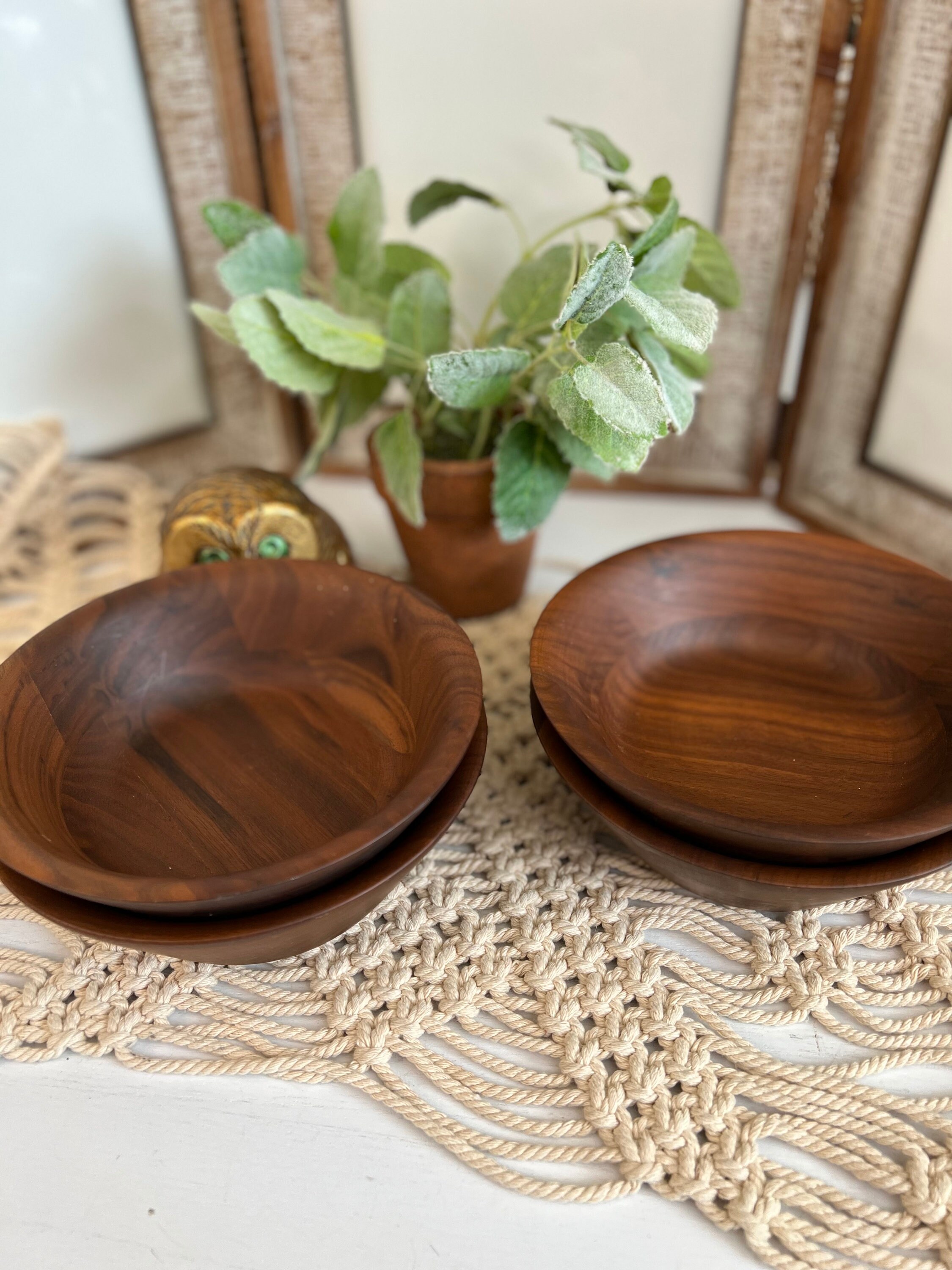 Vintage Salad Bowl Set/turned Wood Set of 4 Salad Bowls/boho Etsy