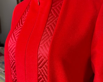 Vanity Fair Sz Small Vintage Red Velour Front Zip Robe/Quilted Top/Christmas Loungeware/PJ's/Bathrobe
