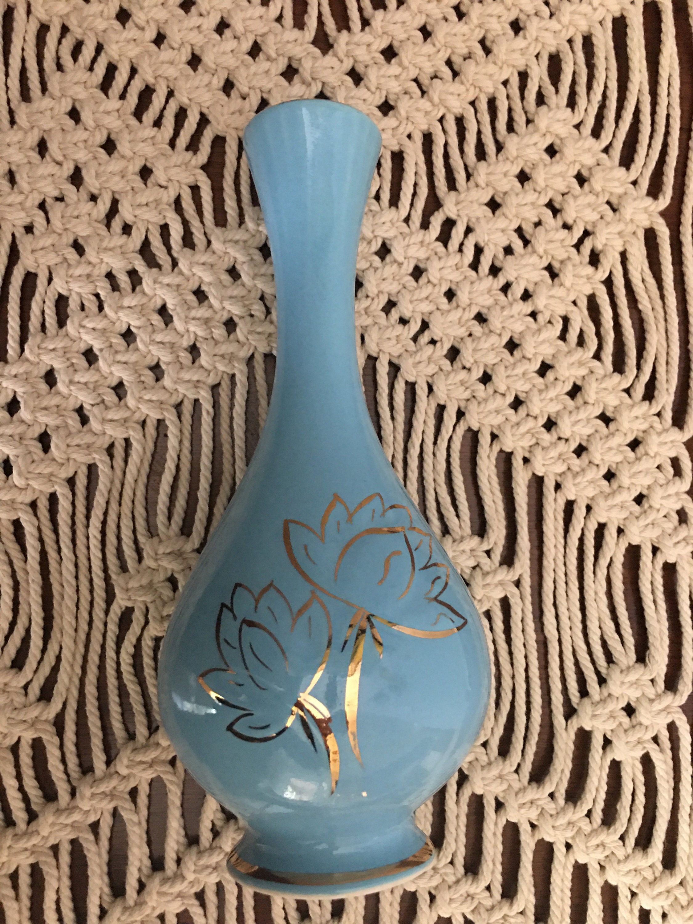 Vintage Turquoise 22K Gold Bud Vase/Pearl China Co Hand Etsy