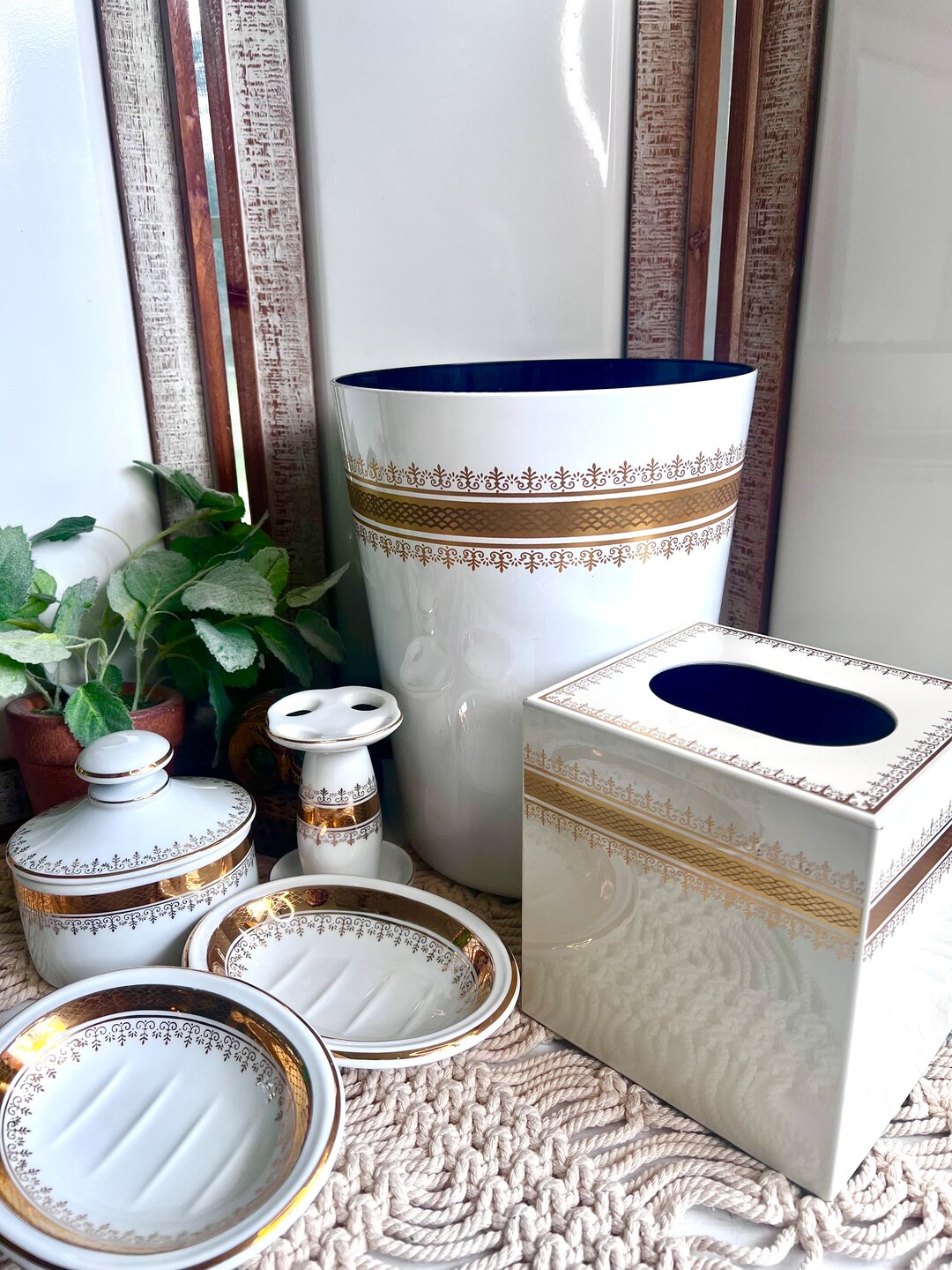 Vintage Bath/vanity Set/6 Piece/andre Richards White Porcelain With ...