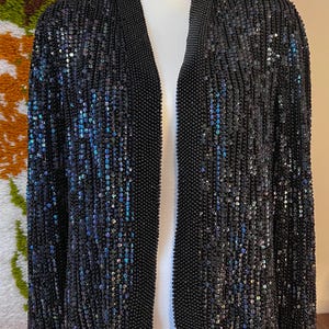 Vintage NiteLine Sequin Beaded Jacket NWT/Black/Size Large/Irridescent/Evening Wear/Statement Jacket/Special Occasion