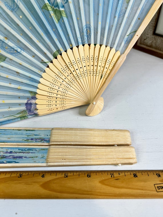 Vintage Asian/Geisha Silk Hand Fan/Set of 3/Blue … - image 7
