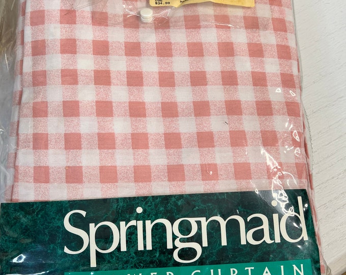 Vintage Springmaid Pink Gingham Shower Curtain/new in Package/ruffle Eyelet Lace/retro Fabric