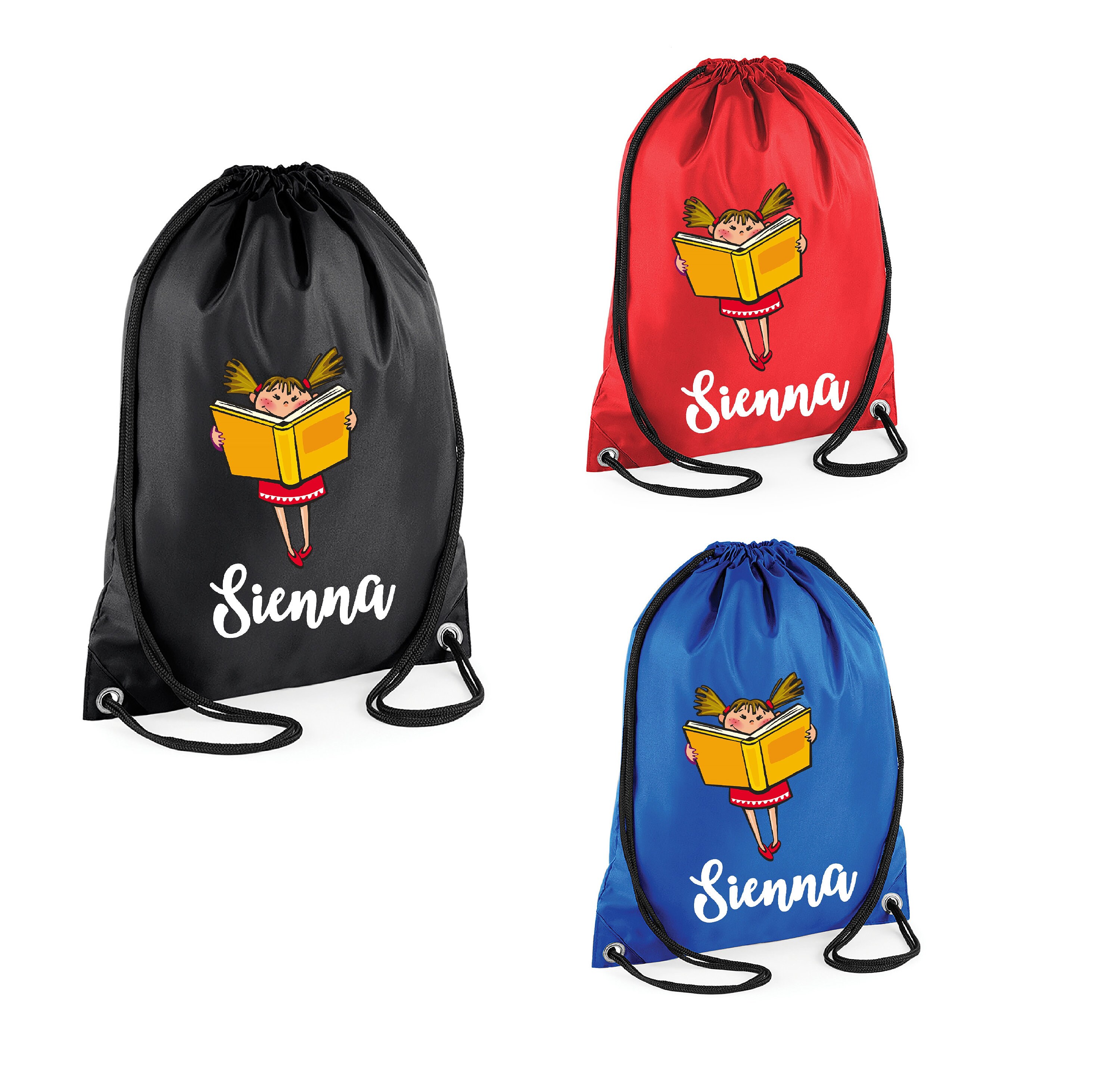 Personalised Drawstring School Bag Gym Bag Open Book PE Etsy UK