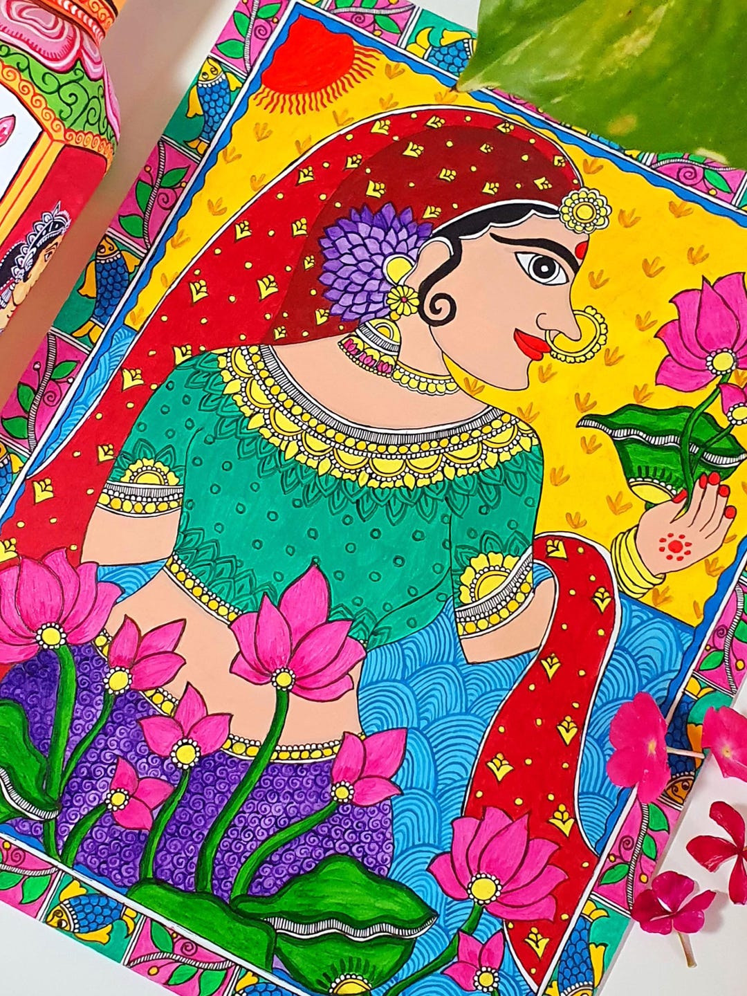 Gifting Handmade Madhubani Lady Painting - Etsy