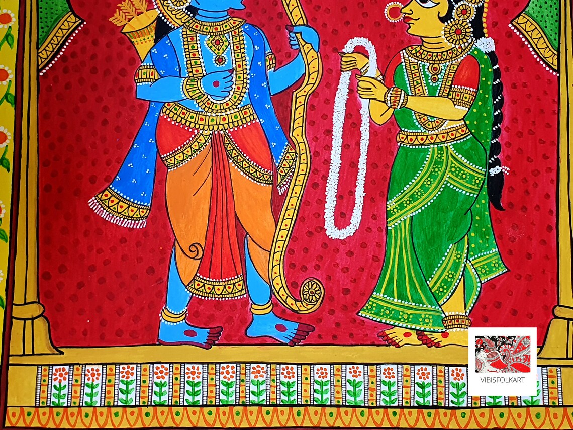 Cheriyal Scroll Painting Wedding of Rama and Sita Handmade Etsy