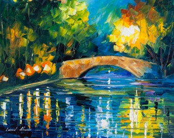 Printed Oil Painting Reproduction • River Mixed Media • Textured Summer Artwork • Canvas Art  By Leonid Afremov Studio