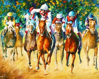 Horse Race Oil painting | Horses Canvas Art | Horse Race Artwork By Leonid Afremov