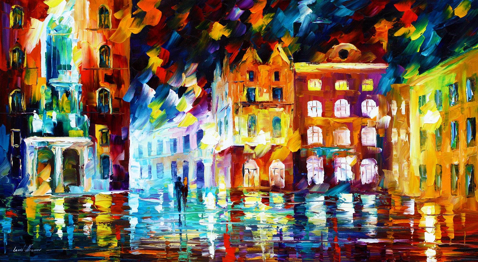 レオニード・アフレモフ・スタジオによる、都市アートワークの寝室装飾