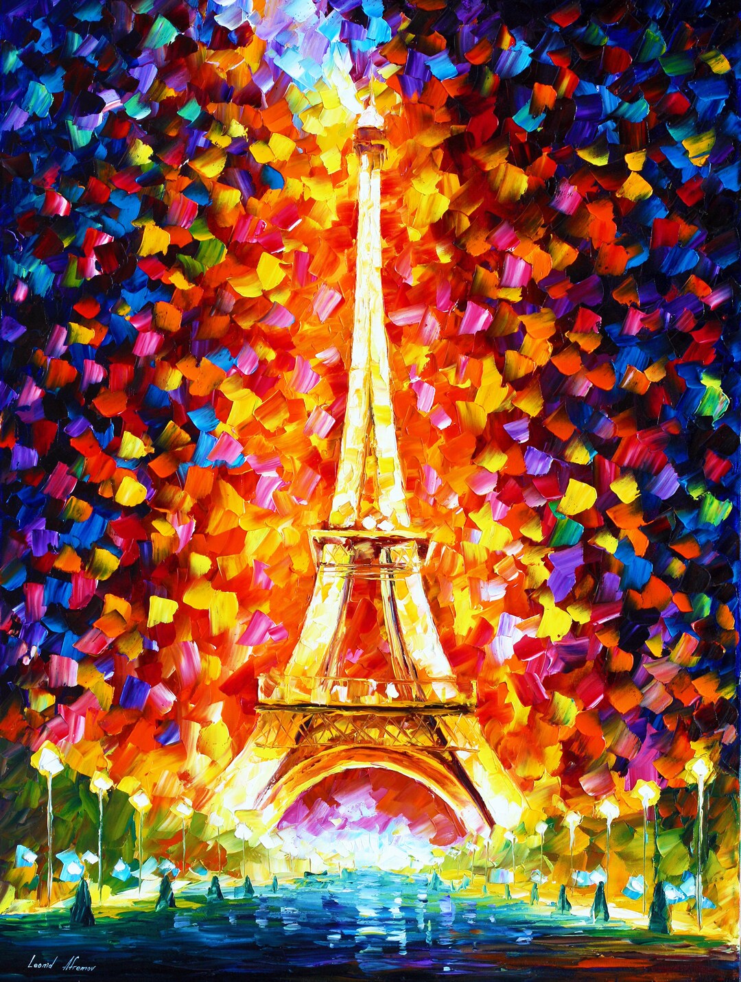 Eiffel Tower Canvas Art Print Paris Artwork by Leonid Afremov Etsy