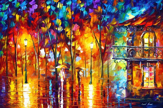 Colorful Housewarming Gift Oil painting | Night City Scene by Leonid Afremov Studio