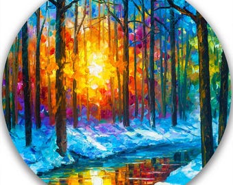 Forest Wall Art Oil painting Winter Artwork On Canvas By Leonid Afremov