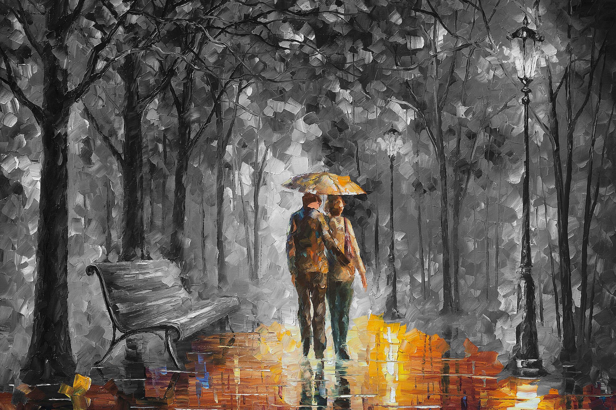 black and white rain painting
