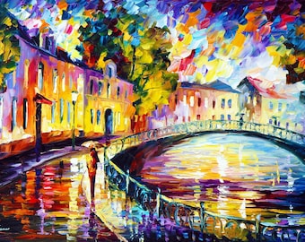 ネクタイ セッテピエゲ P8 絵画 油彩画 oil painting art City Bridge Oil Painting • City After the Rain Giclee, Smooth