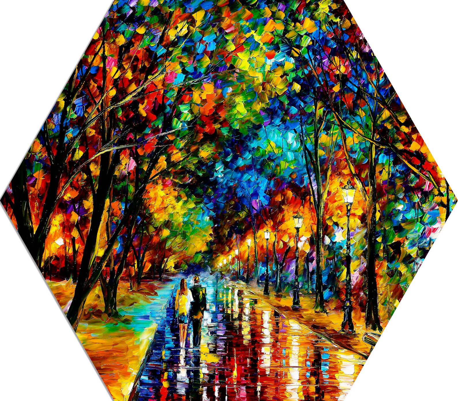 Hexagonal Canvas Art Print Hexagon Artwork by Leonid Afremov Etsy