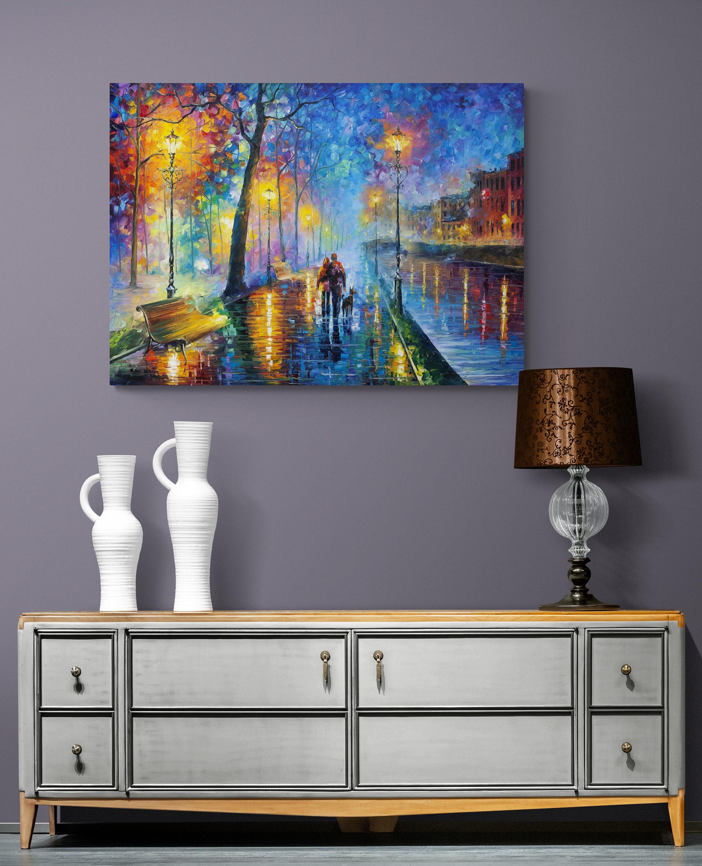 Melody of the Night - Blue Landscape • Night Walk Artwork • Wall