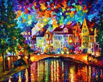 Canvas Wall Art • Cityscape Oil painting • Bright On Canvas by Leonid Afremov Studio