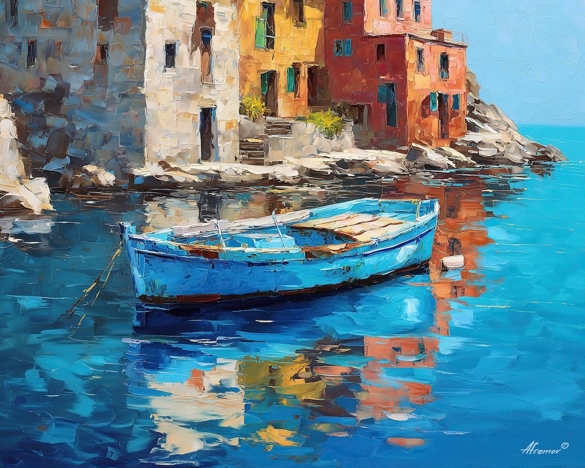 AZURE ANCHOR: Hand Painted Oil on Canvas by Leonid Afremov Gallery