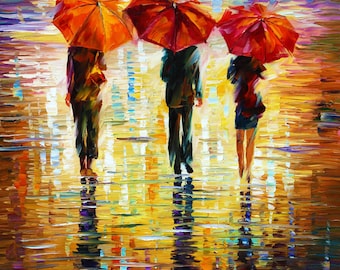 Wall Art Oil painting Umbrellas Artwork On Canvas By Leonid Afremov