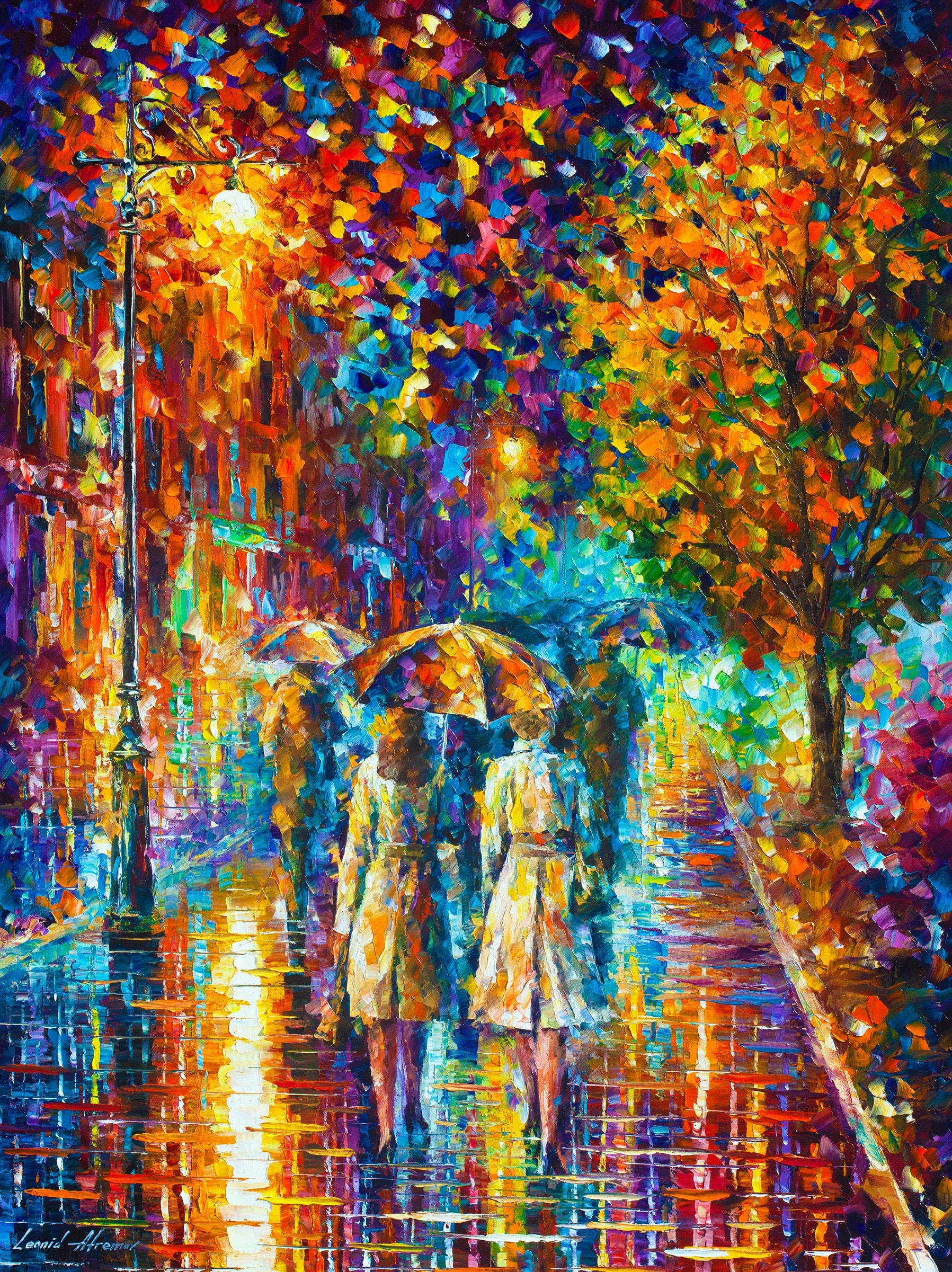 Rainy Walk Canvas Art Print Rain Artwork by Leonid Afremov - Etsy
