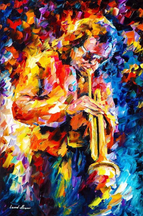 Colorful Miles Davis Portrait Painting: Canvas Wall Art by Leonid
