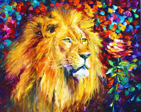 Lion Wall Art Canvas Oil painting By Leonid Afremov