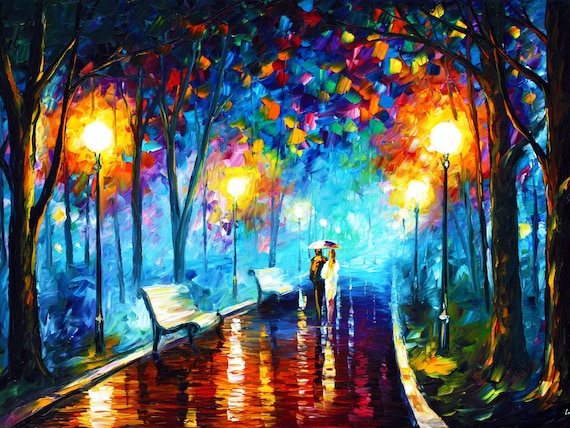 Blue Wall Art | Blue Painting | Landscape Oil painting | Canvas Art by Leonid Afremov