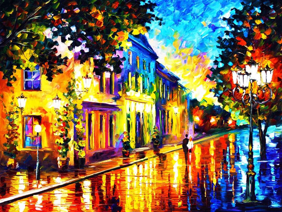 Image showcasing Big Modern Canvas Print With Textured City Scenes, Perfect for Dining ...