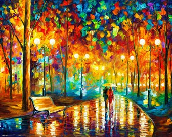 レオニード・アフレモフ作「ツリー・アレー」の壁飾り油絵風景画