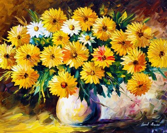 Flowers Print Art Still Life Wall Decor On Canvas By Leonid Afremov