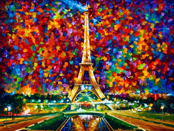 Eiffel Tower Art • Paris Oil Painting • French Scenery Made With Palette Knife On Canvas • by Leonid Afremov Studio