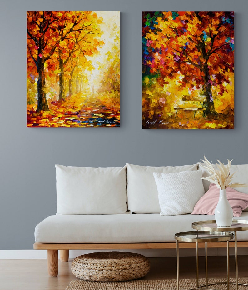 Set Of 2 Wall Art Autumn Print By Leonid Afremov | Etsy