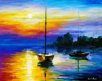 Pintura al óleo de Florida / Arte de atardecer / Arte mural de paisaje marino de Leonid Afremov