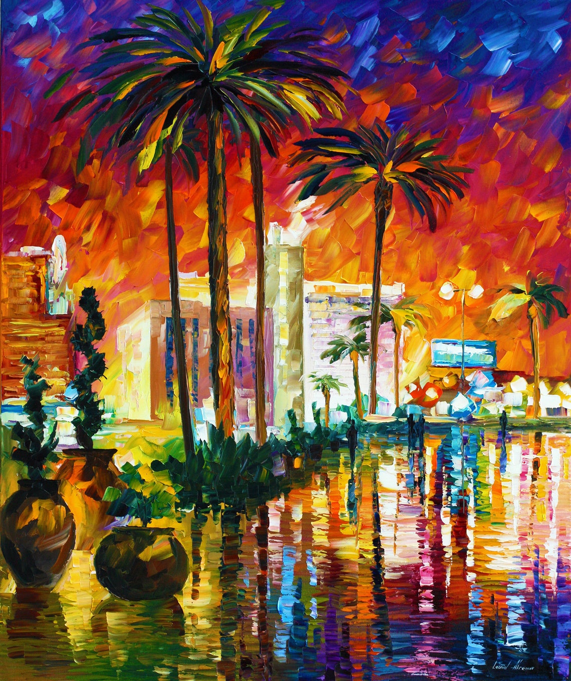 Las Vegas Canvas Art Print Nevada Artwork by Leonid Afremov Etsy