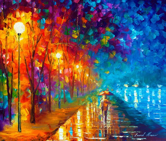 Contrast Canvas Art Print Lake Wall Decor on Canvas by Leonid Afremov - Etsy