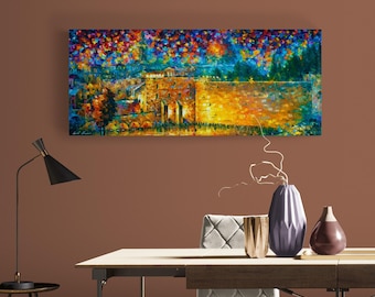 Wailing Wall Artwork • Jewish Themed Oil painting • Jewish Gift • Panoramic Jew Art by Leonid Afremov Studio