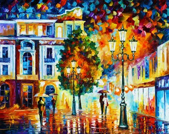 Cityscape Canvas Art, Painted Oil painting, Vibrant Wall Decor, Modern Home Decoration by Leonid Afremov Studio
