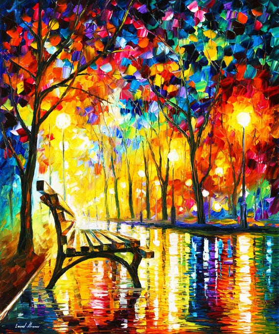 The Loneliness Of Autumn - Scenery Wall Art Park On Canvas, Modern Artwork, Hand Painted Large Wall Art For Home Decor by Leonid Afremov