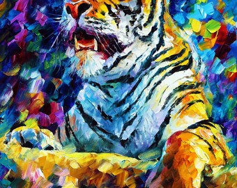 Angry Tiger Wall decor Oil on canvas by Leonid Afremov