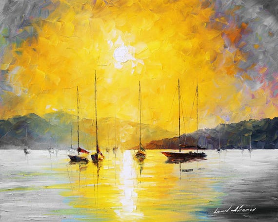 Black White Oil painting | Seascape Wall Decor | Ocean Artwork by Leonid Afremov
